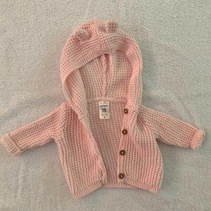 CARTER'S BEAR EARS PINK CARDIGAN NB BABY GIRL